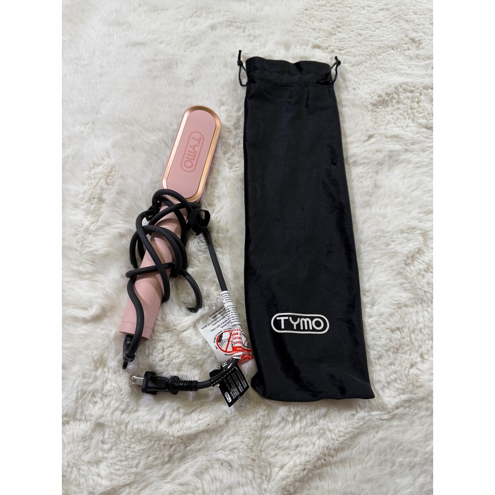 TYMO RING Hair Straightening Brush Pink Ionic Ceramic Straightener with Bag